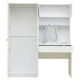 2 Door Storage Vanity Wardrobe For Bedroom With Makeup Mirror And Drawers - White - Furniture Home Direct