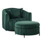 Oversized Velvet Swivel Barrel Accent Chair And Ottoman Set With Storage - Furniture Home Direct