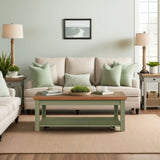 Vineyard - Coffee Table - Sage Green And Fruitwood - Furniture Home Direct