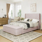 King Bed Corduroy Upholstered Storage Ottoman Light Grey - Furniture Home Direct