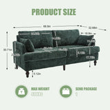 Chenille 2 Seater Sofa With LED Light, USB Charging Port, And Storage Bag