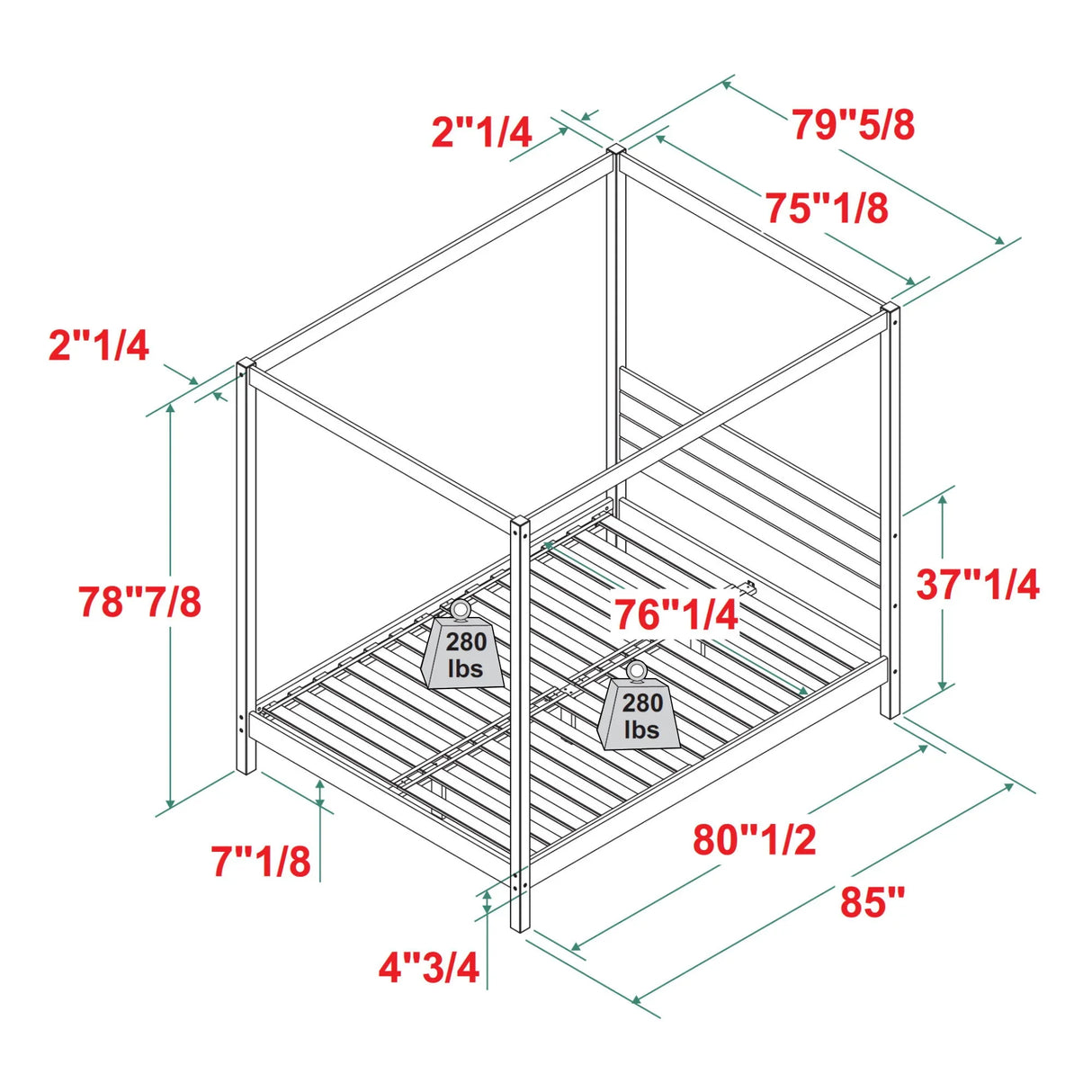 Canopy Bed Frame Modern Minimalist Boho - Furniture Home Direct