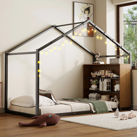 Bed House Frame With Shelves And Lights - Furniture Home Direct