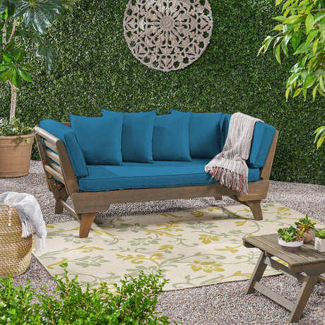 Outdoor Sofa With Wood Frame - Blue - Furniture Home Direct