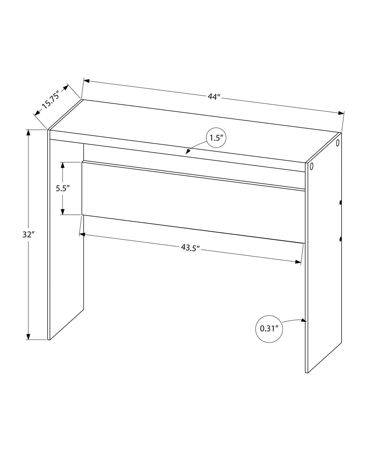 Accent Console Table For Entryway, Glossy Spacious Surface - Furniture Home Direct