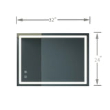 Bathroom Vanity Rectangle Mirror With Front Lighting, Anti Fog, Dimmable, Smart Memory Function
