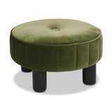 Riley - Round Footstool Ottoman - Olive Green - Furniture Home Direct