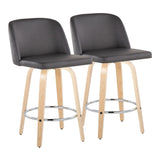 Toriano - Contemporary Fixed-Height Counter Stool With Swivel And Round Footrest (Set of 2) - Furniture Home Direct