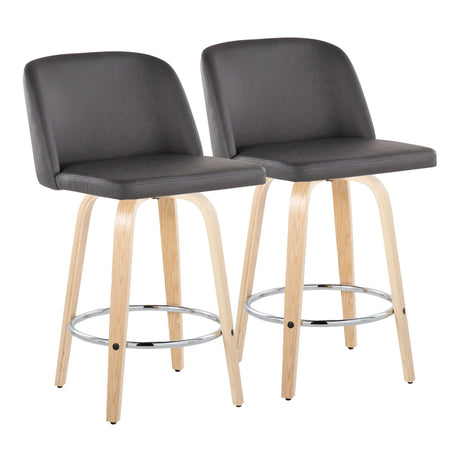 Toriano - Contemporary Fixed-Height Counter Stool With Swivel And Round Footrest (Set of 2) - Furniture Home Direct