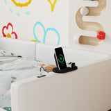 Twin Size Upholstered Platform Bed With Guardrail And Charging Station - White - Furniture Home Direct
