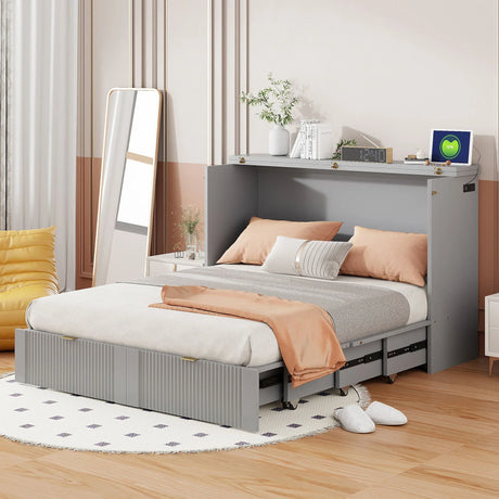 Murphy Bed With Drawer And A Set Of Sockets & USB Ports, Pulley Structure Design - Furniture Home Direct