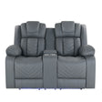 Raize - 10 Power Console Reclining Loveseat With LED - Gray - Furniture Home Direct