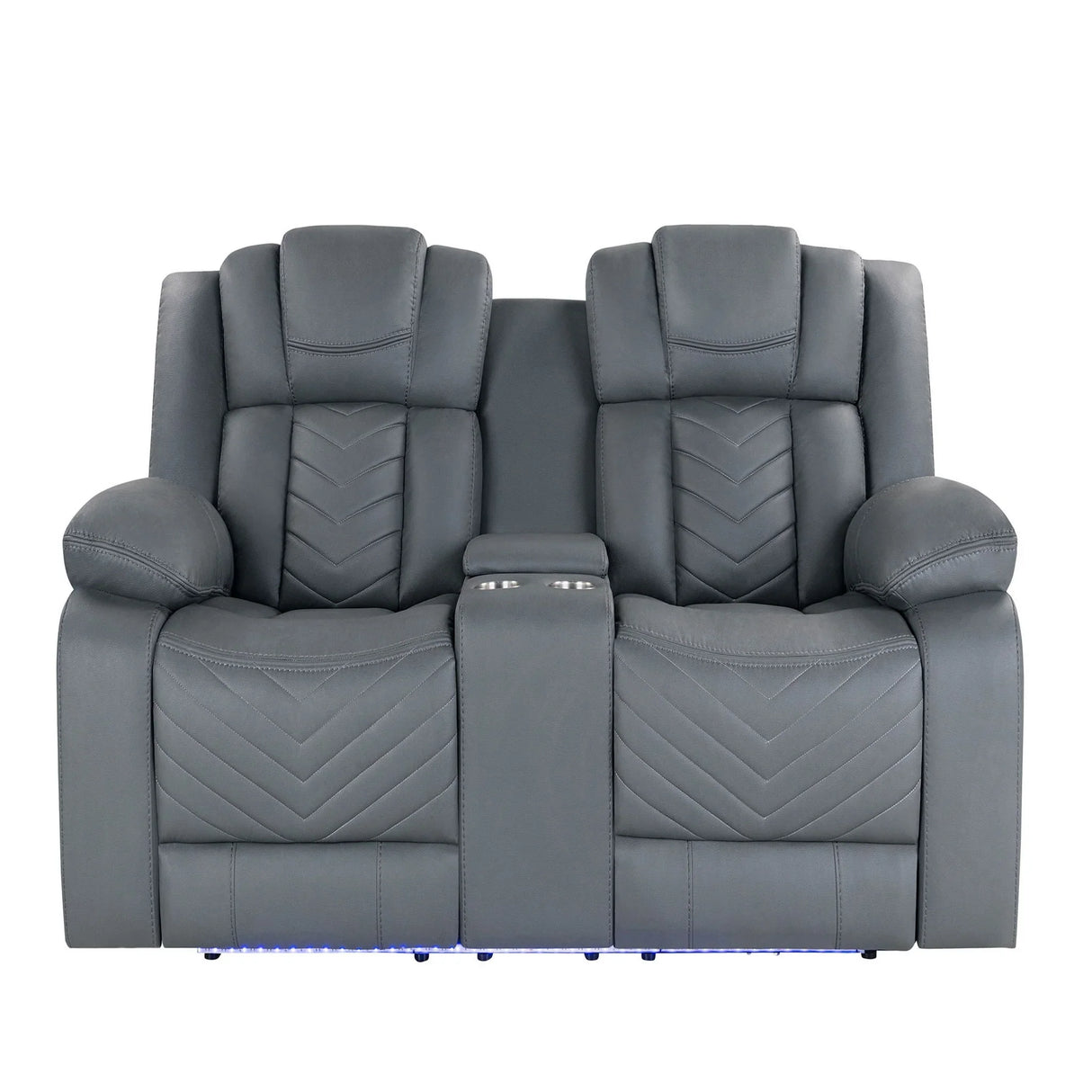 Raize - 10 Power Console Reclining Loveseat With LED - Gray - Furniture Home Direct