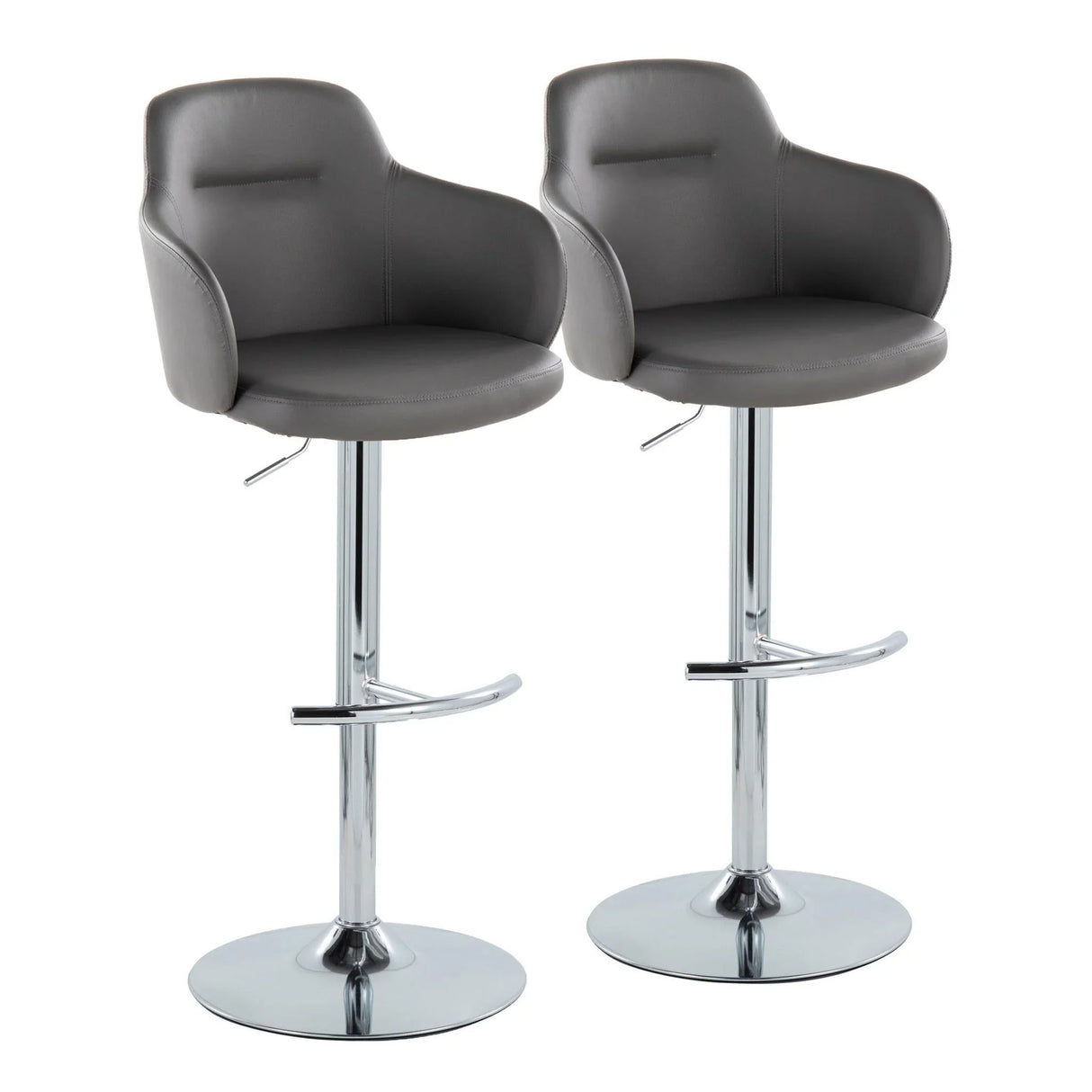 Boyne - Contemporary Adjustable Barstool With Swivel & Rounded T Footrest (Set of 2) - Furniture Home Direct