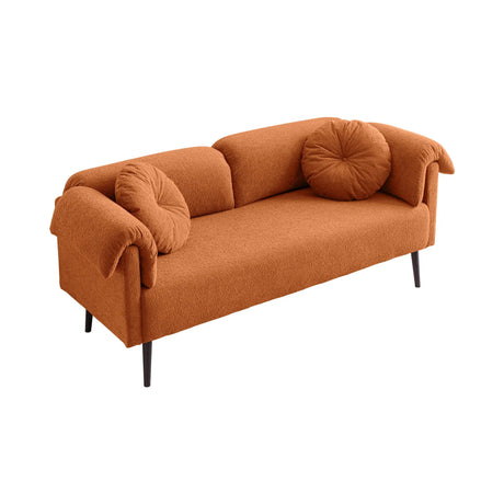 Modern Lamb Wool Sofa With Decorative Throw Pillows For Small Spaces - Furniture Home Direct
