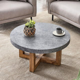 Modern Retro Texture Round Coffee Table With Crossed Legs - Gray - Furniture Home Direct