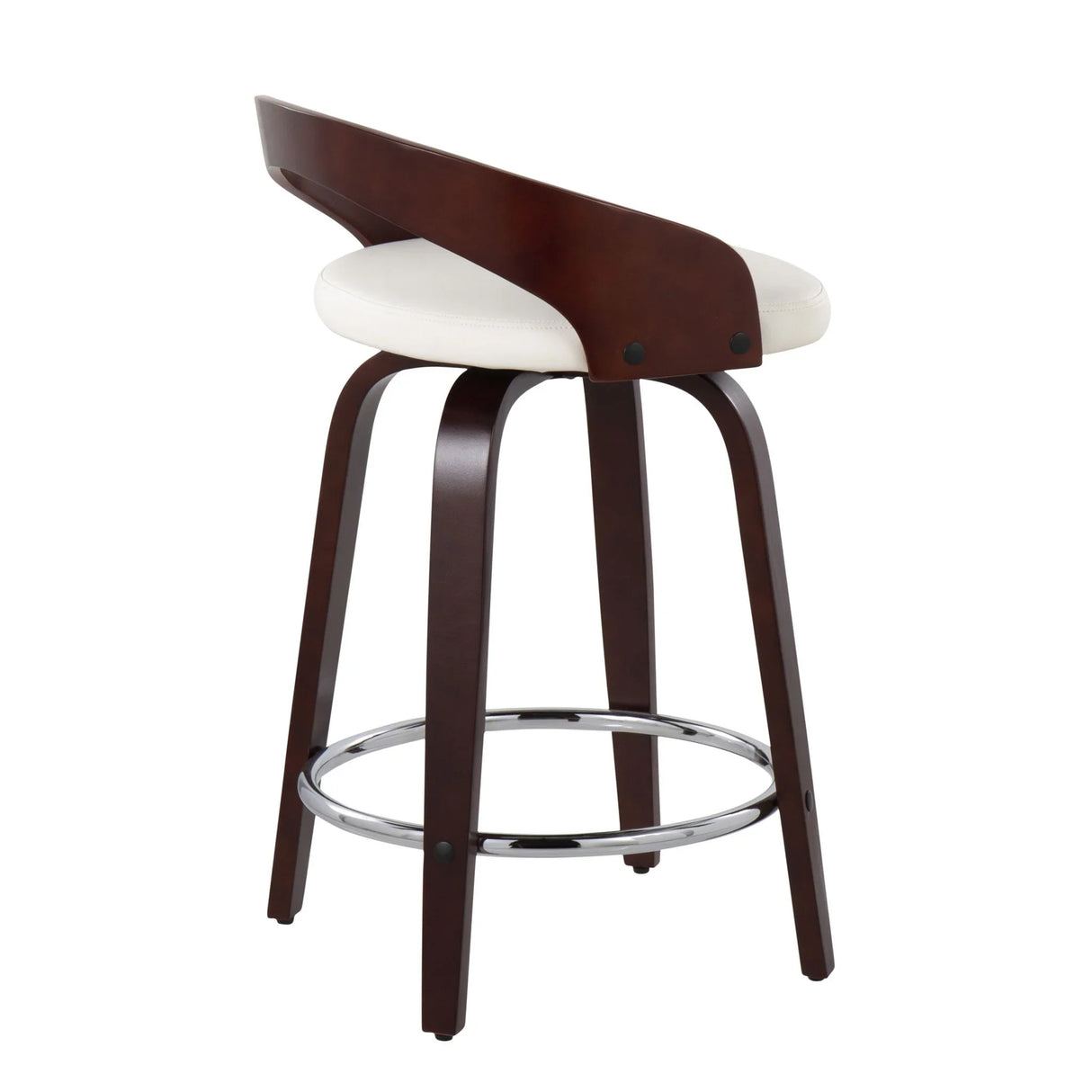 Grotto - Contemporary Fixed Height Counter Stool & Swivel With Round Footrest (Set of 2) - Furniture Home Direct