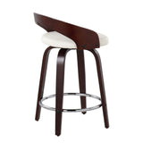 Grotto - Contemporary Fixed Height Counter Stool & Swivel With Round Footrest (Set of 2) - Furniture Home Direct