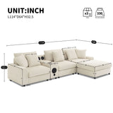 Sectional With Bluetooth Speakers L Shaped Couch With Console USB Charger, Cup Holders Storage Ottoman Deep And Wide Seat Cloud Sofa - Furniture Home Direct