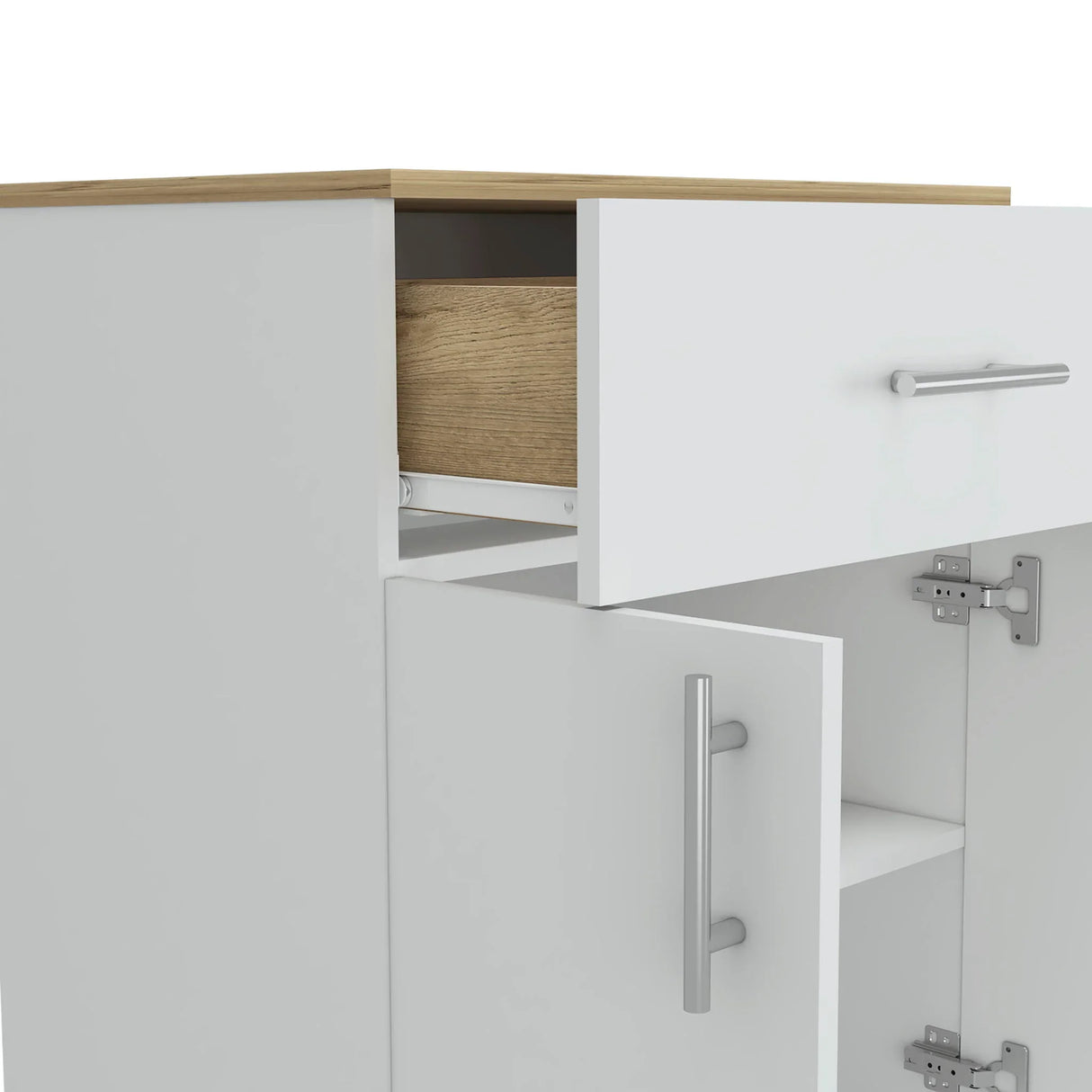 Pantry Storage Organizer Cabinet - White / Light Oak - Furniture Home Direct