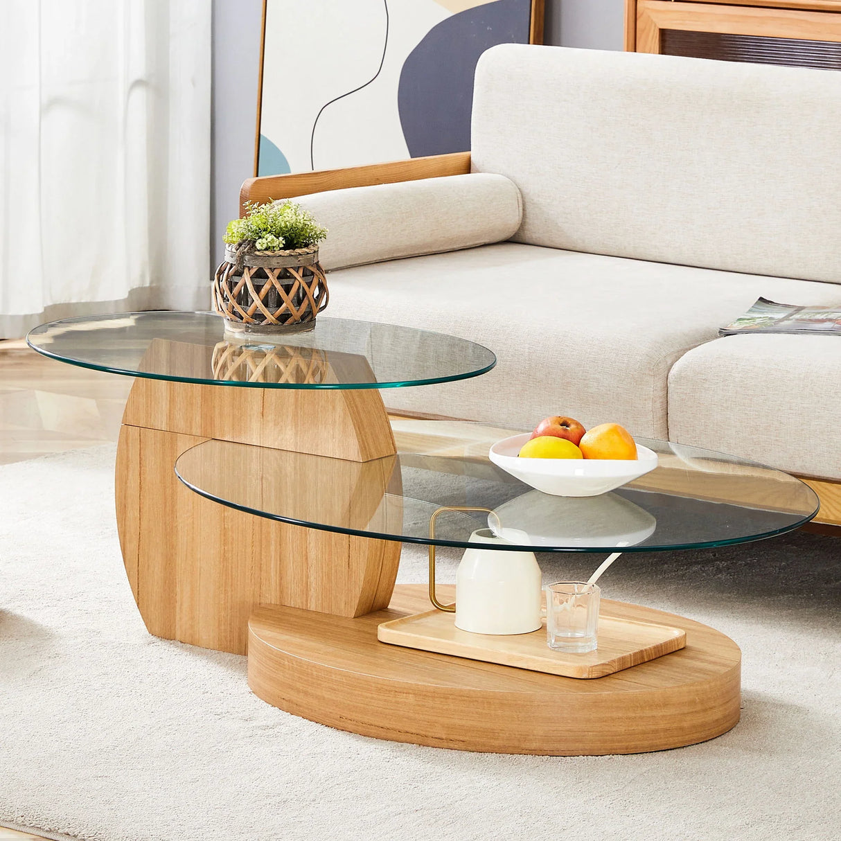 Contemporary Artistic Double Layer Coffee Table - Furniture Home Direct