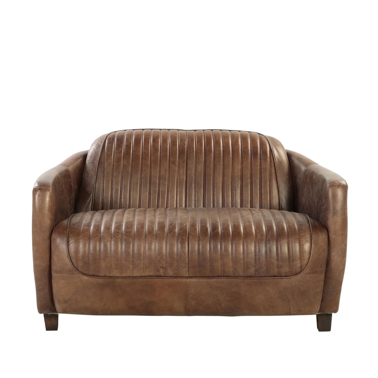 Brancaster - Grain Leather Loveseat - Brown - Furniture Home Direct