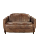 Brancaster - Grain Leather Loveseat - Brown - Furniture Home Direct