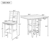 5 Piece Wooden Counter Height Dining Set With Padded Chairs, Storage Shelving - Furniture Home Direct