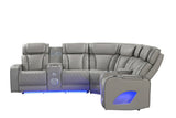 Fortuner Modern Power Reclining Sectional with Bluetooth and LED - Gray - Furniture Home Direct