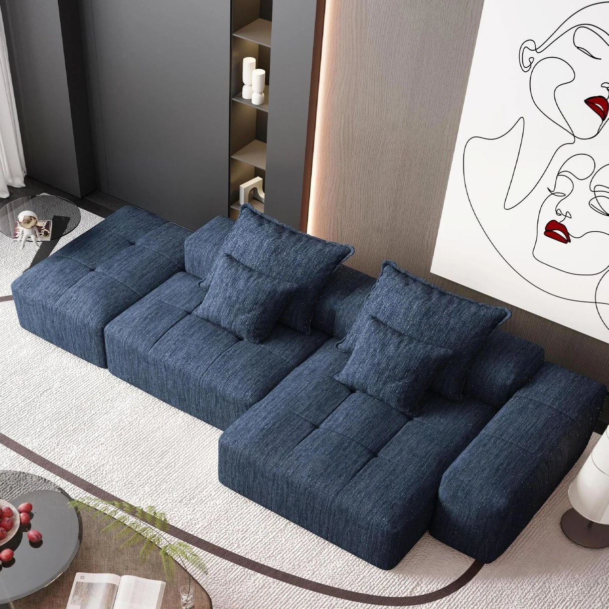 Modern Oversized Diy Combination Modular Sectional Sofa With Pillows - Furniture Home Direct