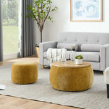 Round Storage Ottoman, 2 In 1 Function, End Table And Ottoman - Furniture Home Direct