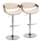 Curvo - Mid Century Modern Adjustable Barstool With Swivel With Rounded T Footrest (Set of 2) - Furniture Home Direct