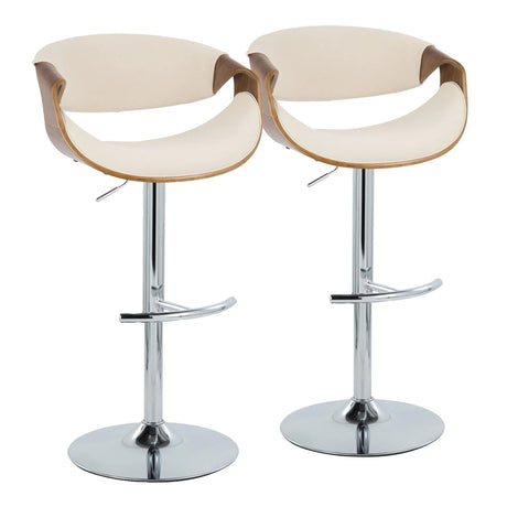 Curvo - Mid Century Modern Adjustable Barstool With Swivel With Rounded T Footrest (Set of 2) - Furniture Home Direct