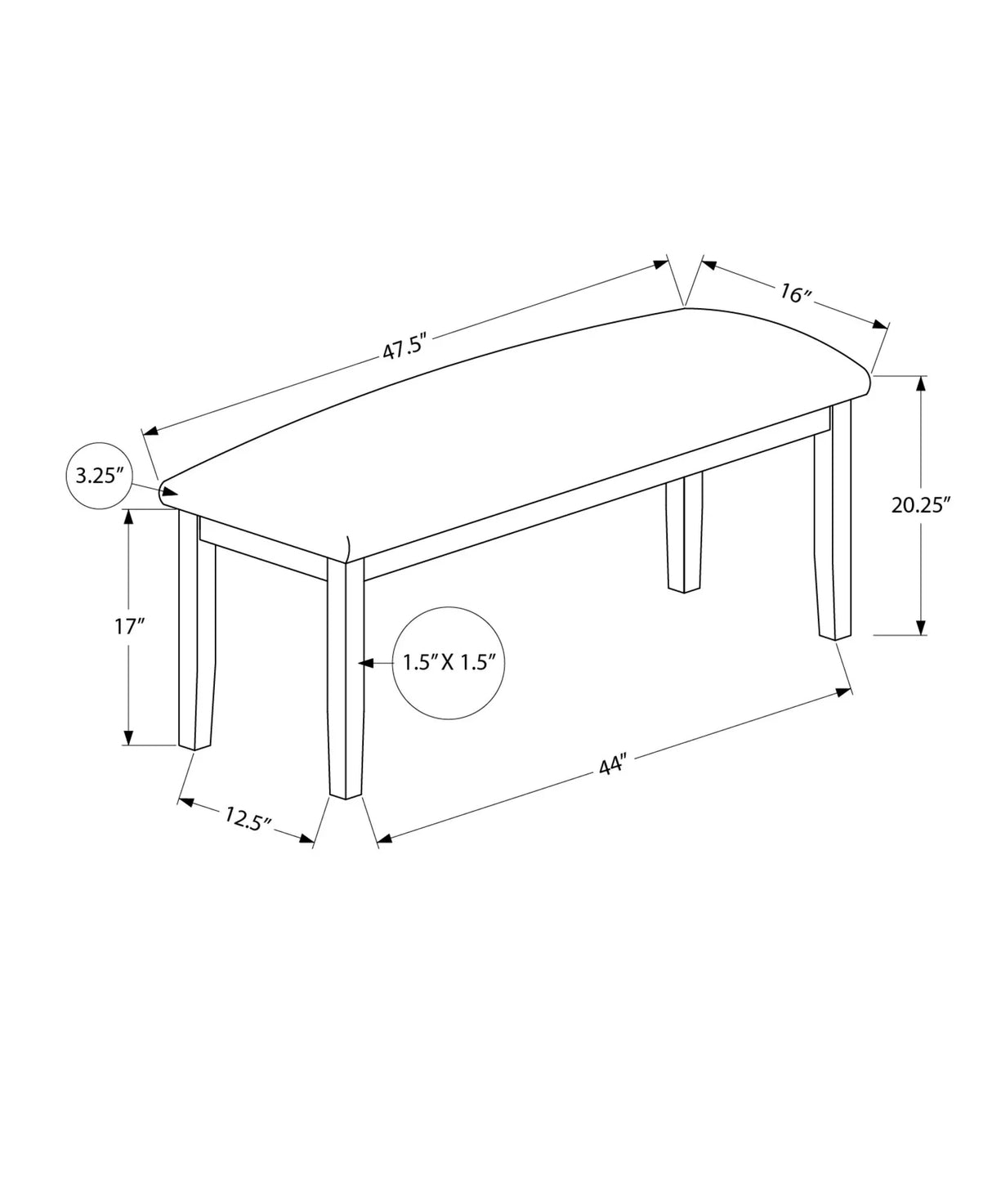 Bench, Rectangular, Hallway, Upholstered, Transitional - Furniture Home Direct