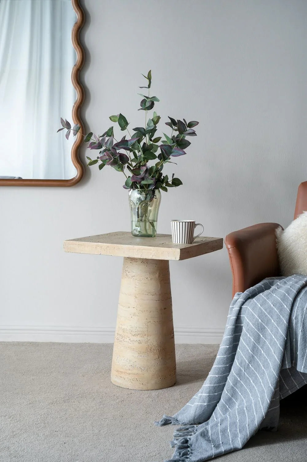 Square Side Table With Pedestal Base - Furniture Home Direct