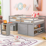 Loft Bed With Retractable Writing Desk And 3 Drawers With Storage Stairs And Shelves - Furniture Home Direct