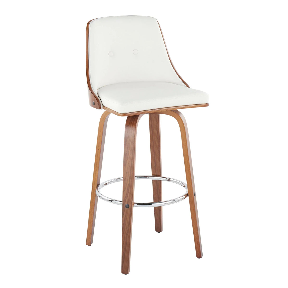Gianna - Mid Century Modern Fixed Height Barstool With Swivel With Round Footrest (Set of 2) - Furniture Home Direct