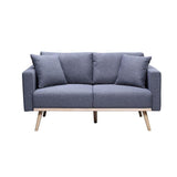 Easton - Linen Fabric Loveseat With USB Charging Ports Pockets And Pillows - Furniture Home Direct