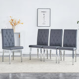 Dining Chairs Tufted Back Chrome Legs Charcoal Gray - Furniture Home Direct