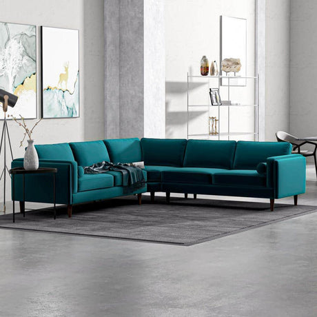 Amber - Velvet Corner Sectional Sofa - Furniture Home Direct