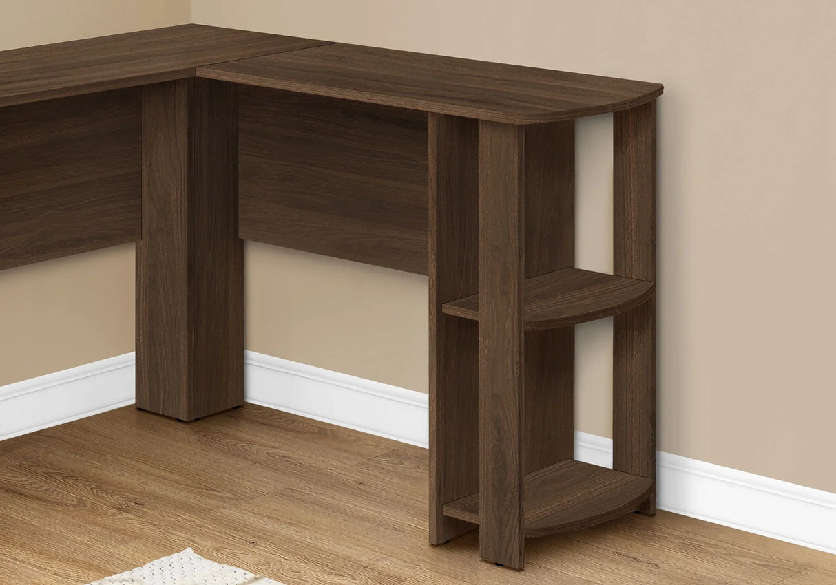 Computer Desk, Home Office, Corner, Storage Shelves, L Shape, Laptop, Contemporary & Modern - Walnut - Furniture Home Direct
