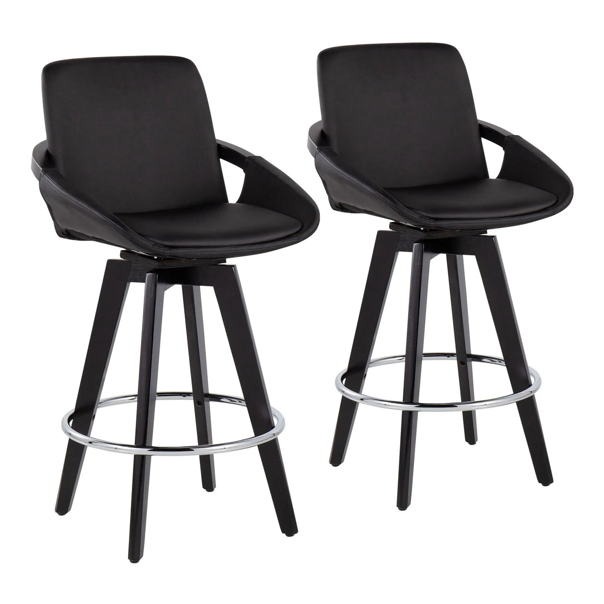 Cosmo - Contemporary Fixed Height Counter Stool With Swivel And Round Footrest (Set of 2) - Furniture Home Direct