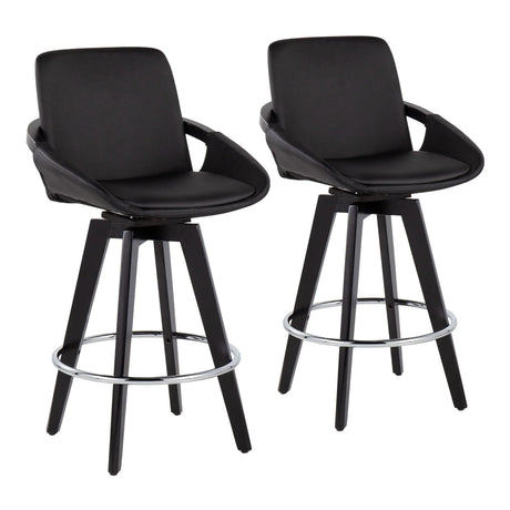 Cosmo - Contemporary Fixed Height Counter Stool With Swivel And Round Footrest (Set of 2) - Furniture Home Direct