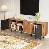 Mid Century TV Stand & 3 Cabinets, Media Console Table For Tvs Up To 70'', Entertainment Center With Storage For Living Room - Black / Brown - Furniture Home Direct