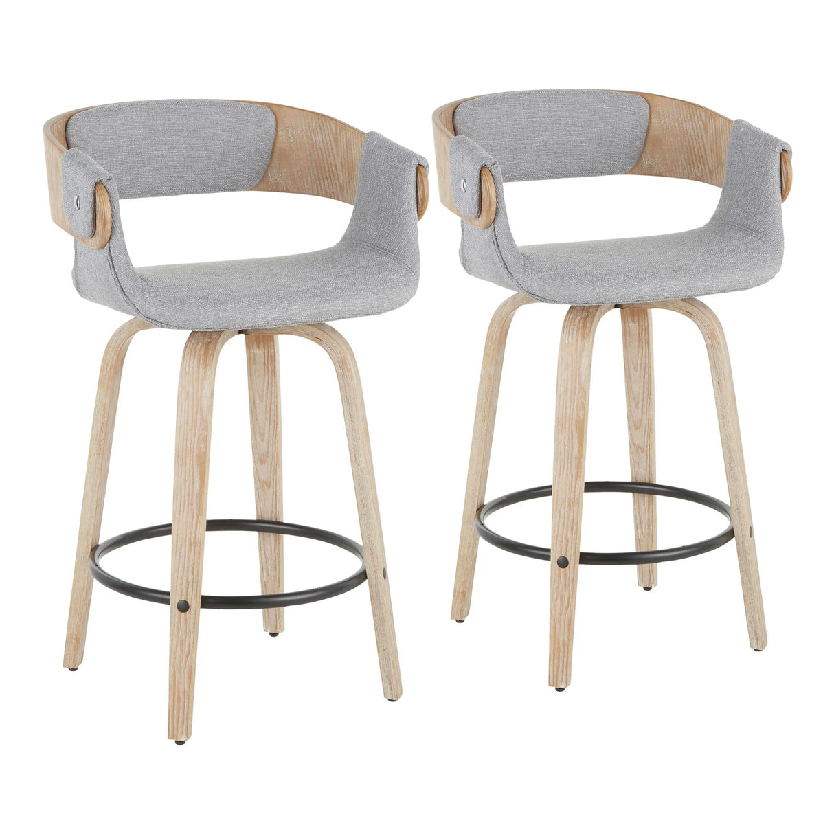 Elisa - Farmhouse Counter Stool (Set of 2) - White Washed / Gray - Furniture Home Direct