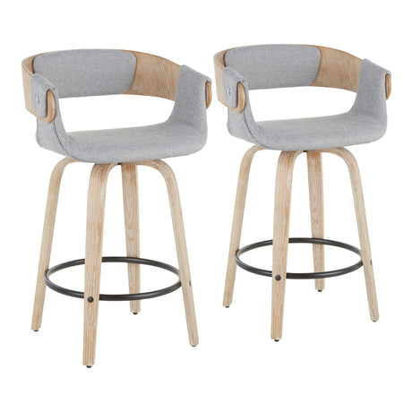 Elisa - Farmhouse Counter Stool (Set of 2) - White Washed / Gray - Furniture Home Direct