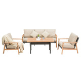 4 PC Outdoor Wicker with Aluminum Frame Set - Beige - Furniture Home Direct