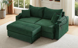 Sofa and Ottoman With Storage, Two USB Ports, Two Cup Holders and Phone Holder - Green - Furniture Home Direct