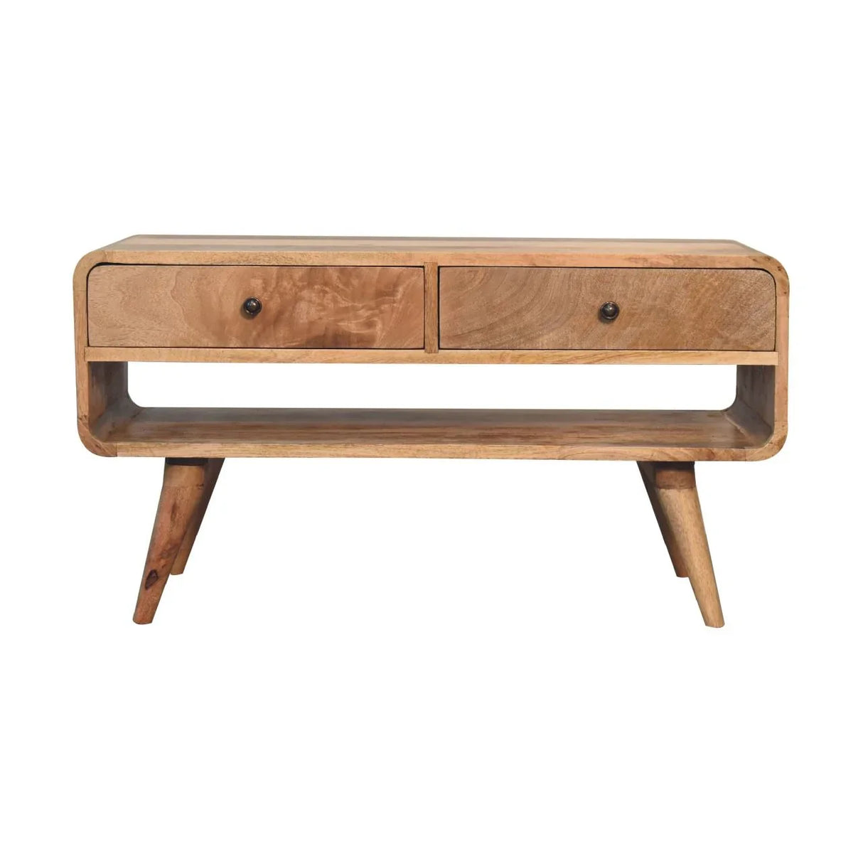 Reverse Curve Media Unit - Oak - Furniture Home Direct