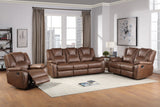Reclining Sofa Faux Leather Manual Recline Comfort Brown - Furniture Home Direct